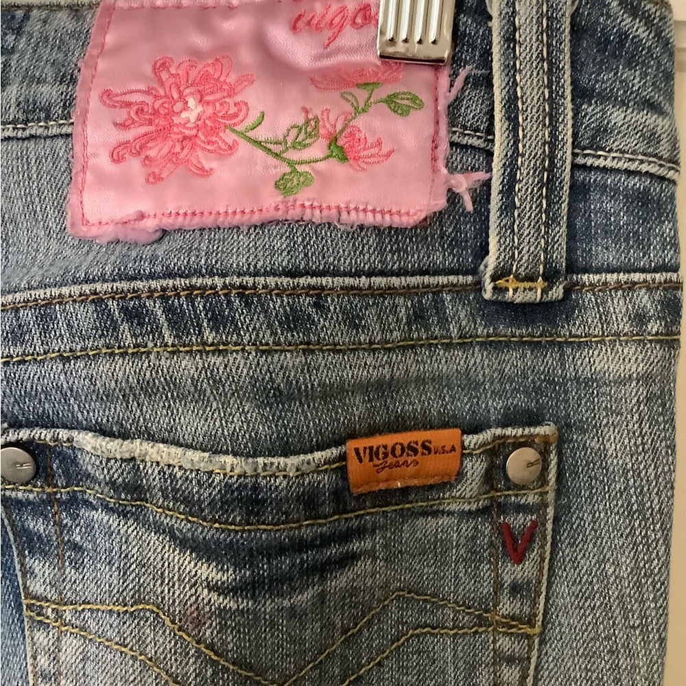 VIGOSS straight leg Distressed Pink Label Jeans Sz 3/4 Great Wash - Picture 4 of 9
